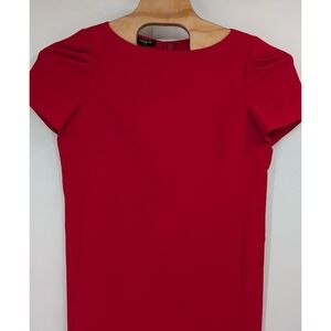 Women's Lafayette 148 New York Pleated Short Sleeve Dress Red‎ Pockets sz 12